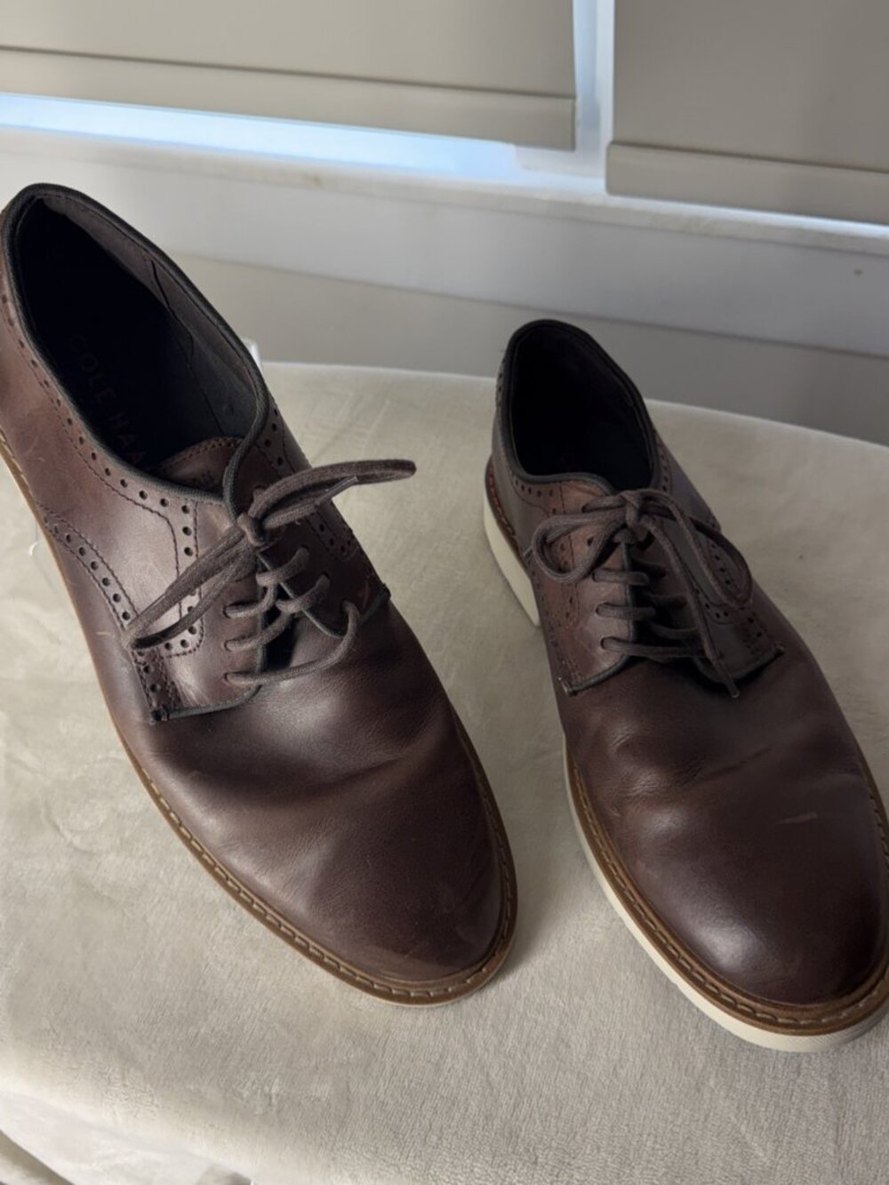 Cole Haan Go-To Plain Toe Oxford Shoes Dark Coffee Brown C35083 Men's Size 10M